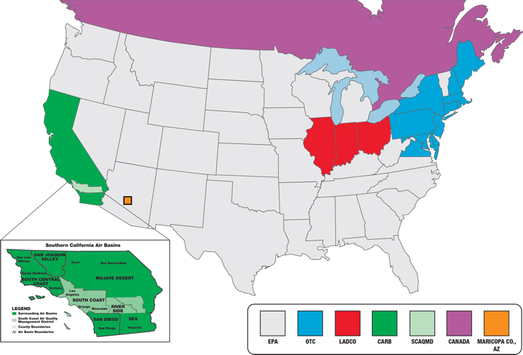 VOC regulation map